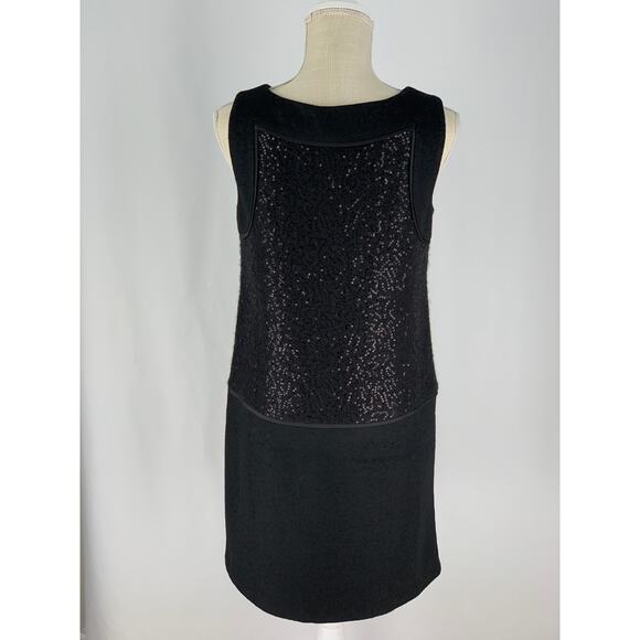 Loft Sequin Shift Dress Womens Size 6 Wool Blend Grey Black Sleeveless - Picture 9 of 9